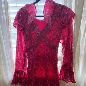 Free people bell sleeve floral mini dress